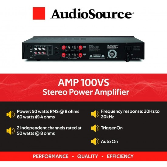 AudioSource Analog Amplifier, Stereo Power A Amplifier AMP100VS for Home Sound Systems