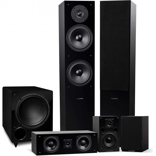 Fluance Elite High Definition Surround Sound Home Theater 5.1 Speaker System Including 3-Way Floorstanding Towers, Center Channel, Rear Surround Speakers and a DB10 Subwoofer - Black Ash (SX51BR)