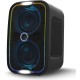 Brookstone Big Blue Go High Power Wireless Indoor/Outdoor Portable Speaker, Bluetooth, Built-in Qi Charging Pad, LED Party Lights, Karaoke Mic Input, High-Res Audio, Intense Bass, IPX5, Tap-to-Link