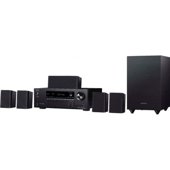 Onkyo HT-S3910 Home Audio Theater Receiver and Speaker Package, Front/Center Speaker, 4 Surround Speakers, Subwoofer and Receiver, 4K Ultra HD (2019 Model) (Renewed)