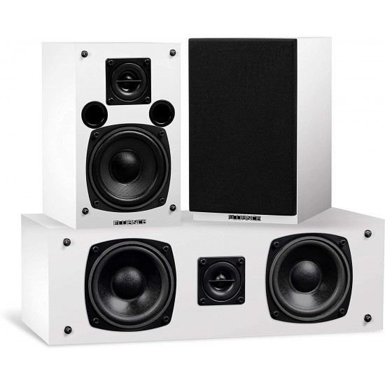 Fluance Elite High Definition Surround Sound Home Theater 5.0 Channel Speaker System Including Floorstanding Towers, Center and Rear Surround Speakers - White (SXHTBWH)