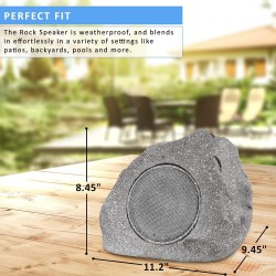 Homewell Outdoor Rock Speaker Solar-Powered Wireless Bluetooth 5.0 Portable Speaker Weatherproof for Patio, Pool, Deck, Yard, Garden and Home (4-Pack)