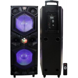 Mr. Dj Vegas 3-Way Dual 15” Portable Active Full Range Speaker, 6500 Watts P.M.P.O, Built-in Bluetooth Technology, LED Accent Lights USB/SD Card Reader, FM Radio