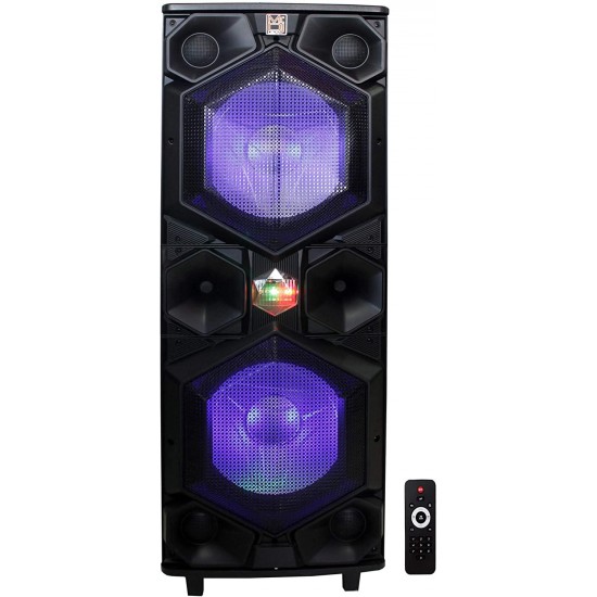 Mr. Dj Vegas 3-Way Dual 15” Portable Active Full Range Speaker, 6500 Watts P.M.P.O, Built-in Bluetooth Technology, LED Accent Lights USB/SD Card Reader, FM Radio