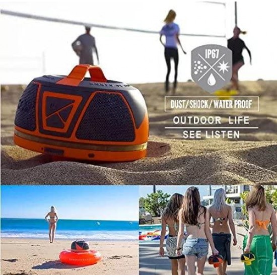 Wow World of Watersports Wow-Sound Speaker, Bluetooth, Waterproof, Shockproof, Floating Speaker, with Long Battery Life, LED Lights, and Cup Holder