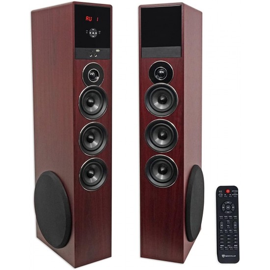 Rockville TM150C Cherry Powered Home Theater Tower Speakers 10