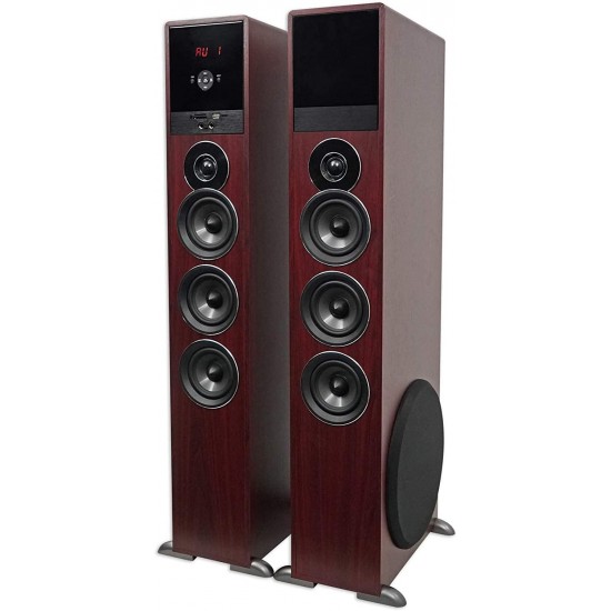 Rockville TM150C Cherry Powered Home Theater Tower Speakers 10