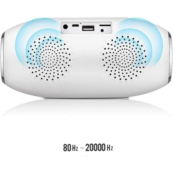 XUBIAODIAN Portable Bluetooth Speaker, Waterproof Wireless Bluetooth Speaker, Loud Stereo Sound,for Home and Outdoor (Color : White)