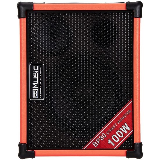 Coolmusic BP80 Powered Bass Acoustic Guitar Amplifier- Portable Bluetooth Speaker 100W W/Battery, 6 Inputs,3 Band EQ