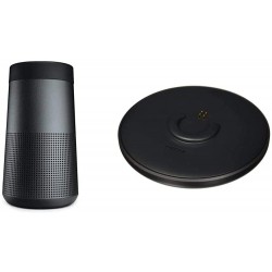 The Bose SoundLink Revolve, the Portable Bluetooth Speaker with 360 Wireless Surround Sound, Triple Black & Bose SoundLink Revolve Charging Cradle Black