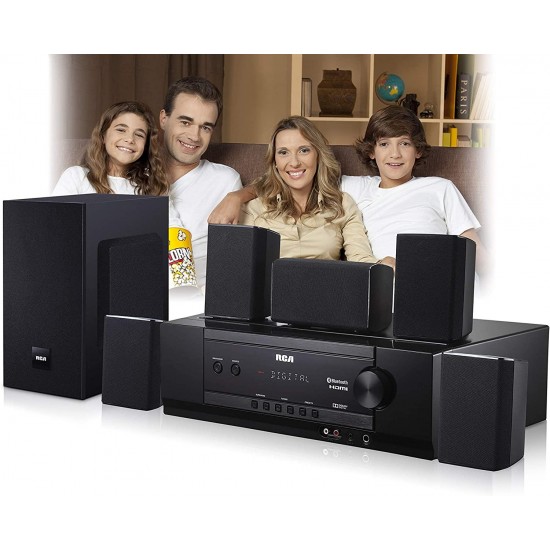 RCA (RT2781HB U) 1000-Watt Audio Receiver Home Theater System - Digital 5.1 Surround Sound & AM/FM Tuner, (Bluetooth and USB Playback)