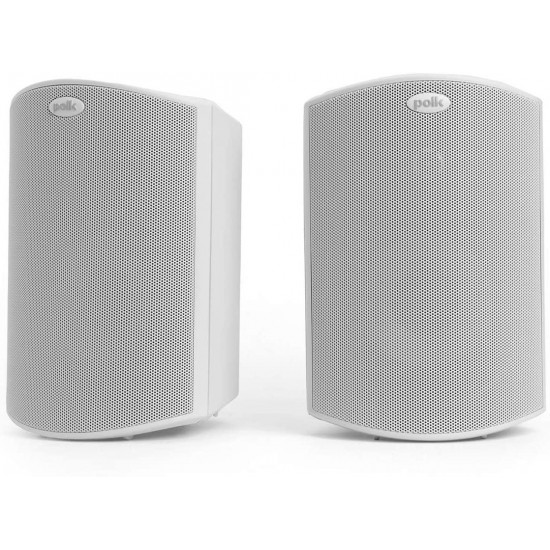 Polk Audio Atrium 5 Outdoor Speakers with Powerful Bass (Pair, White), All-Weather Durability, Broad Sound Coverage, Speed-Lock Mounting System