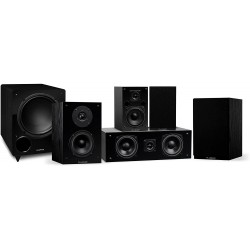 Fluance Elite High Definition Compact Surround Sound Home Theater 5.1 Channel Speaker System Including 2-Way Bookshelf, Center Channel, Rear Surrounds and DB10 Subwoofer - Black Ash (SX51BC)