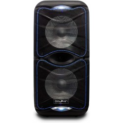 Dolphin SP-212RBT Portable Bluetooth Party Speaker with Lights and PA System with Expandable Battery