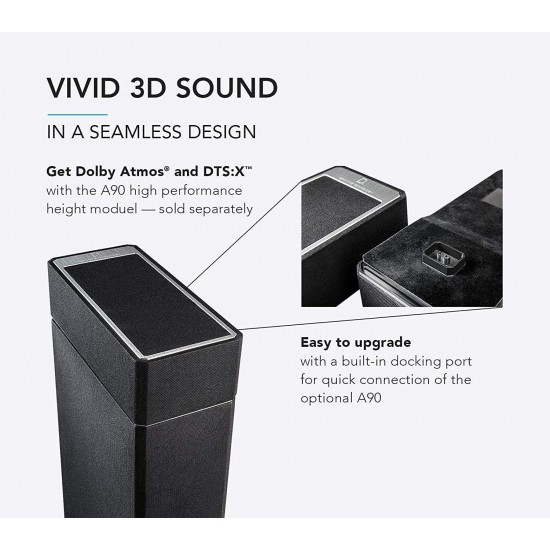 Definitive Technology BP-9040 Tower Speaker | Built-in Powered 8” Subwoofer for Home Theater Systems | High-Performance | Front and Rear Arrays | Optional Dolby Surround Sound Height Elevation Black