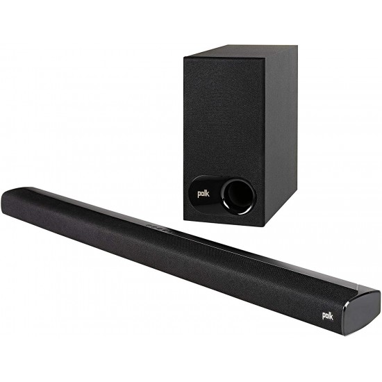 Polk Audio Signa S2 Ultra-Slim TV Sound Bar Works with 4K and HD TVs Wireless Subwoofer Includes HDMI and Optical Cables Bluetooth Enabled, Black