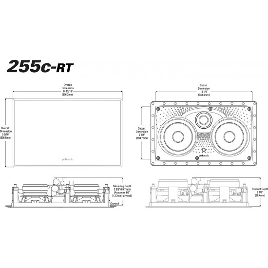 Polk Audio 255c-RT In-Wall Center Channel Speaker (2) 5.25