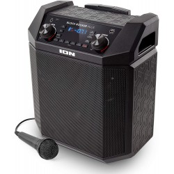 ION Audio Block Rocker Plus - Portable Bluetooth Speaker 100W W/Battery, Karaoke Microphone, AM FM Radio, Wheels & Telescopic Handle and USB Charging