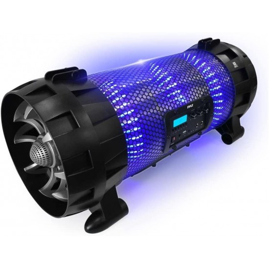 Pyle Portable Wireless BoomBox Stereo Rechargeable Speaker System with App Controlled LED Beats Party Lights, Bluetooth and NFC, Microphone Input, AUX for MP3 Player, USB Reader, FM Radio - PBMSPG260L