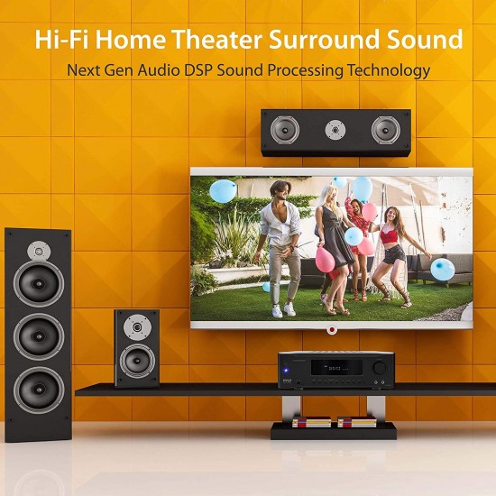 5.2-Channel Hi-Fi Bluetooth Stereo Amplifier - 1000 Watt AV Home Speaker Subwoofer Sound Receiver w/Radio, USB, RCA, HDMI, MIC in, Wireless Streaming, Supports 4K UHD TV, 3D, Blu-Ray - Pyle PT694BT.5