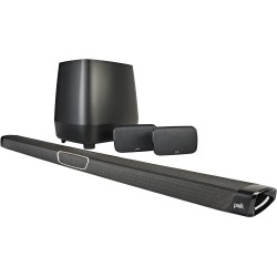 Polk Audio MagniFi Max SR Home Theater Surround Sound Bar | Works with 4K & HD TVs | HDMI, Optical Cables, Wireless Subwoofer & Two Speakers Included Black