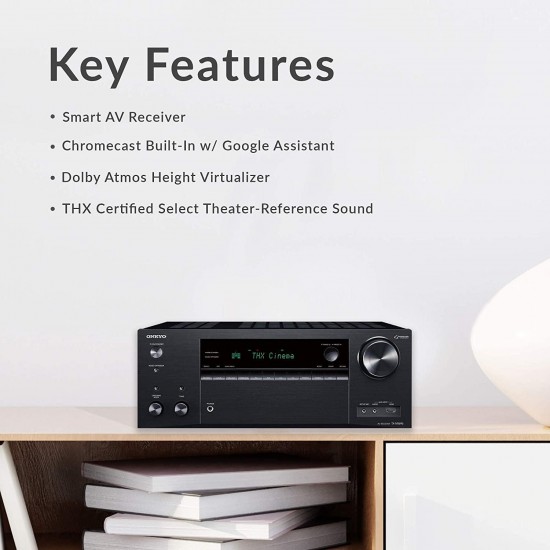 Onkyo TX-NR696 Home Audio Smart Audio and Video Receiver, Sonos Compatible and Dolby Atmos Enabled, 4K Ultra HD and AirPlay 2 (2019 Model),Black