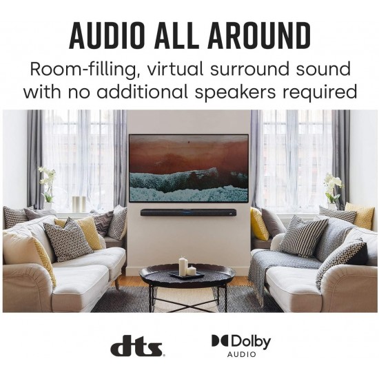 Polk Audio React Sound Bar, Dolby & DTS Virtual Surround Sound, Next Gen Alexa Voice Engine with Calling and Messaging Built-in — A Certified for Humans Device