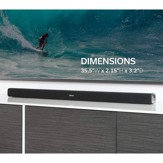 Denon DHT-S316 Home Theater Soundbar System with Wireless Subwoofer | Virtual Surround Sound Technology | Wall-Mountable | Bluetooth Compatibility | Smart & Slim-Profile | Black