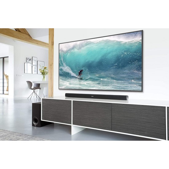 Denon DHT-S316 Home Theater Soundbar System with Wireless Subwoofer | Virtual Surround Sound Technology | Wall-Mountable | Bluetooth Compatibility | Smart & Slim-Profile | Black