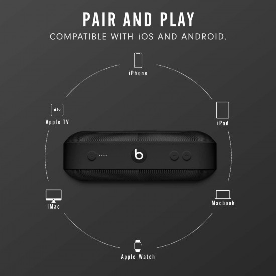 Beats Pill+ Portable Wireless Speaker - Stereo Bluetooth, 12 Hours of Listening Time, Microphone for Phone Calls - Black