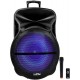 beFree Sound 18 Inch BT Portable Rechargeable Party Speaker with Sound Reactive LED Party Lights, USB/SD, Microphone/Guitar Inputs and FM Radio, Black