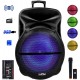 beFree Sound 18 Inch BT Portable Rechargeable Party Speaker with Sound Reactive LED Party Lights, USB/SD, Microphone/Guitar Inputs and FM Radio, Black