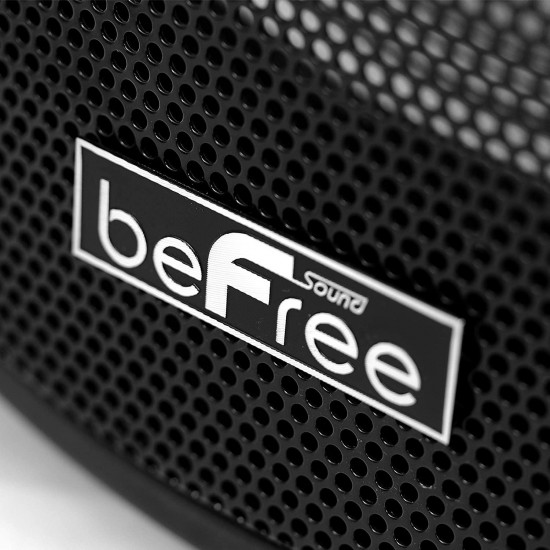 beFree Sound 18 Inch BT Portable Rechargeable Party Speaker with Sound Reactive LED Party Lights, USB/SD, Microphone/Guitar Inputs and FM Radio, Black