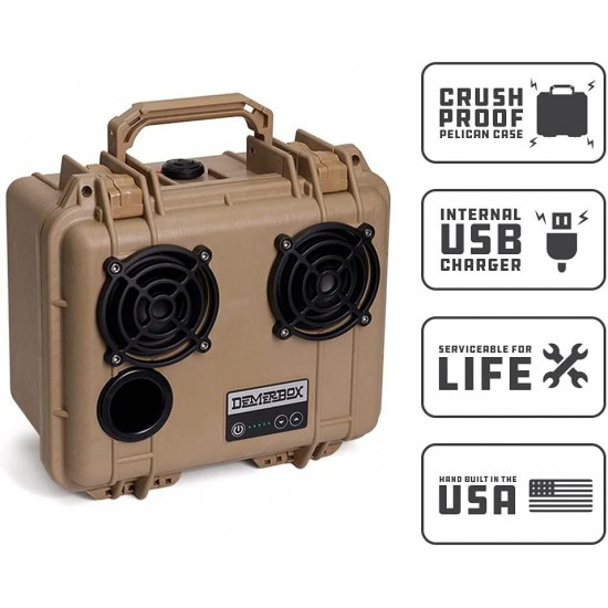 DemerBox: Waterproof, Portable, and Rugged Outdoor Bluetooth Speakers. Loud Sound, Deep Bass, 40+ hr Battery Life, Dry Box + USB Charging, Multi-Pairing Party Mode. Built to Last (Fraser Tan, DB2)