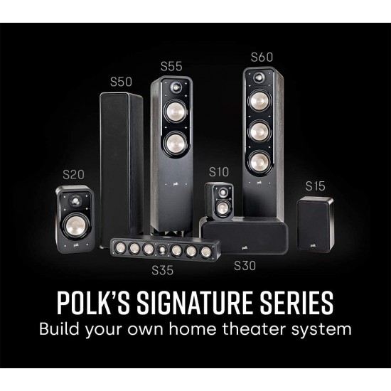 Polk Audio Signature Series S30 Center Channel Speaker (2 Drivers) | Surround Sound | Power Port Technology | Detachable Magnetic Grille,Black