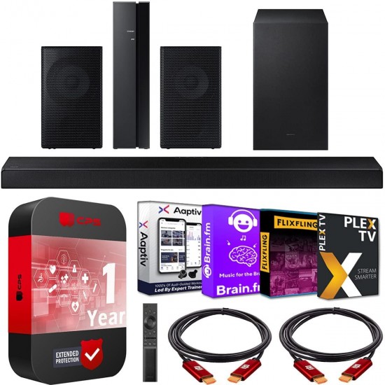 Samsung HW-A650 5.1ch Surround Sound Wireless Home Theater Bundle 3.1ch Dolby Digital 5.1 Soundbar 2021 + SWA-9100S 2ch Rear Speaker Kit + Subwoofer + Extended Coverage + 2 Deco Gear HDMI Cables