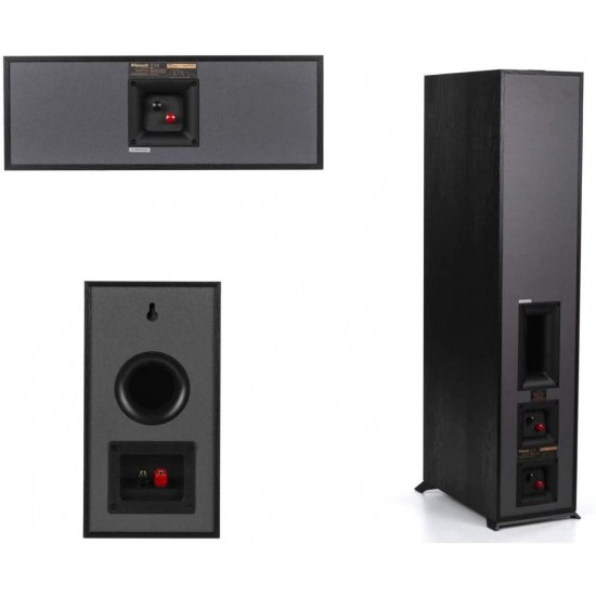 Klipsch Reference R-625FA 5.0 Home Theater Pack, Black Textured Wood Grain Vinyl