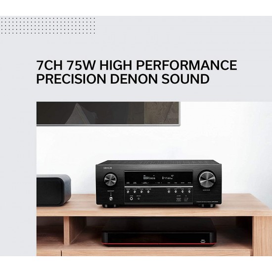 Denon AVR-S750H Receiver, 7.2 Channel (165W x 7) - 4K Ultra HD Home Theater (2019) | Music Streaming | New - eARC, 3D Dolby Surround Sound (Atmos, DTS/Virtual Height Elevation) | Alexa + HEOS