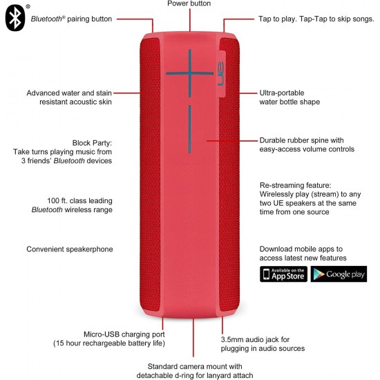 Ultimate Ears BOOM 2 Portable Waterproof & Shockproof Bluetooth Speaker - Cherrybomb Edition