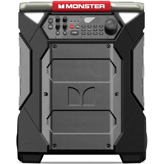 Monster Rockin' Roller 270 Portable Indoor/Outdoor Wireless Speaker, 200 Watts, Up to 100 Hours Playtime, IPX4 Water Resistant, Qi Charger, Connect to Another TWS Speaker