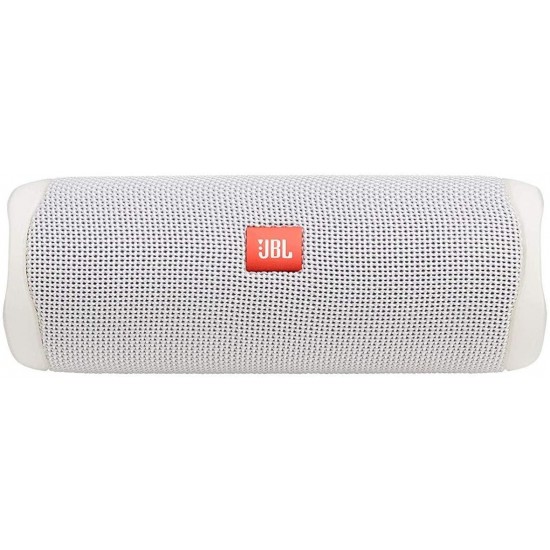 JBL Flip 5 Waterproof Portable Wireless Bluetooth Speaker Bundle with 2-Port USB Wall Charger - White