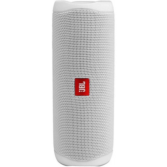 JBL Flip 5 Waterproof Portable Wireless Bluetooth Speaker Bundle with 2-Port USB Wall Charger - White