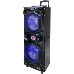 QFX E-1500 Professional Large Bluetooth Speakers | Portable PA Speaker System | Dual 15” Woofers, 1.5” Tweeter, and Party Lights