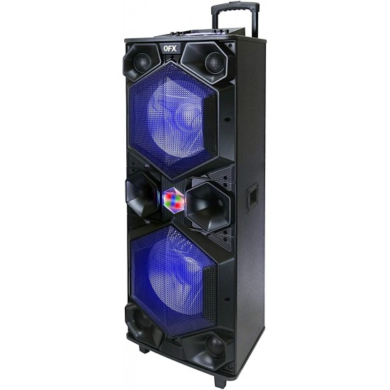 QFX E-1500 Professional Large Bluetooth Speakers | Portable PA Speaker System | Dual 15” Woofers, 1.5” Tweeter, and Party Lights