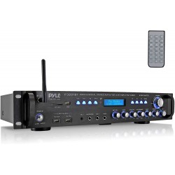 Pyle Multi Channel Bluetooth Preamplifier Receiver Receiver-3000 Watt Audio Home Speaker Sound Stereo Radio, USB, Headphone, AUX, RCA, Dual Microphone w/Echo, LED, Wireless Streaming P3201BT