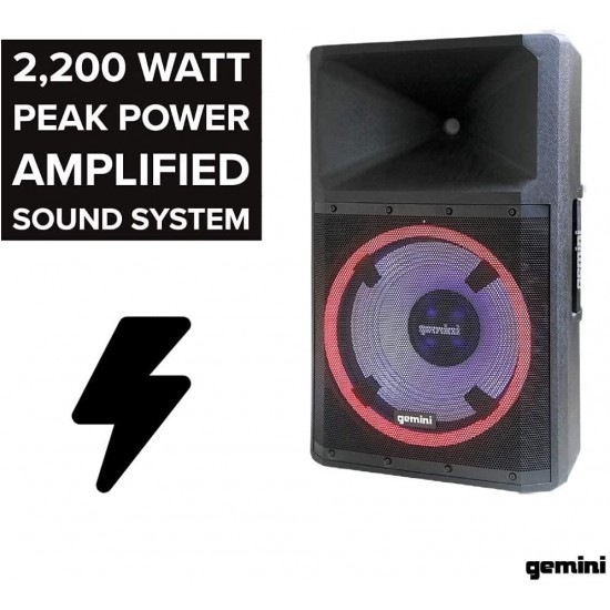 Gemini Sound GSP-L2200PK Indoor Outdoor Ultra Powerful Bluetooth 2200W Watts Peak Speaker, 15