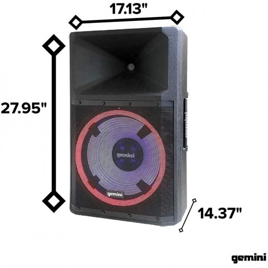 Gemini Sound GSP-L2200PK Indoor Outdoor Ultra Powerful Bluetooth 2200W Watts Peak Speaker, 15