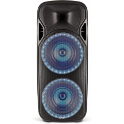 QXF PBX-2250 TWS Bluetooth Dual 15” Woofer 1.5” Tweeter Rechargeable Recording Portable Speaker 5-Band Graphic Equalizer Guitar Input Microphone with Echo Control AUX Input USB/TF (2021 Model)