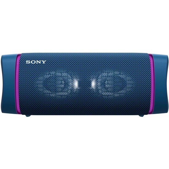 Sony SRSXB33 Extra BASS Bluetooth Wireless Speaker (Blue) Stereo Pair (2 Speakers, Left/Right Channel) with Kratos 18W PD Two-Port Power Adapter and Kratos Nylon Braided Cable Bundle (4 Items)