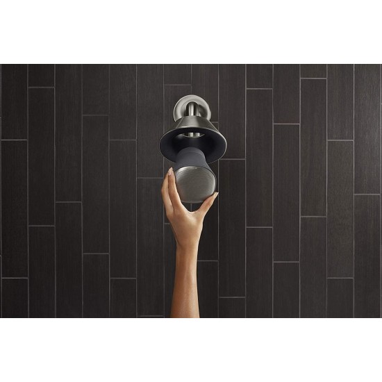 KOHLER Moxie Alexa Enabled Showerhead, Bluetooth Shower Speaker, Shower Radio, Rechargeable Speaker, Portable Speaker, 2.5 GPM, K-28238-NKA-BN, Vibrant Brushed Nickel